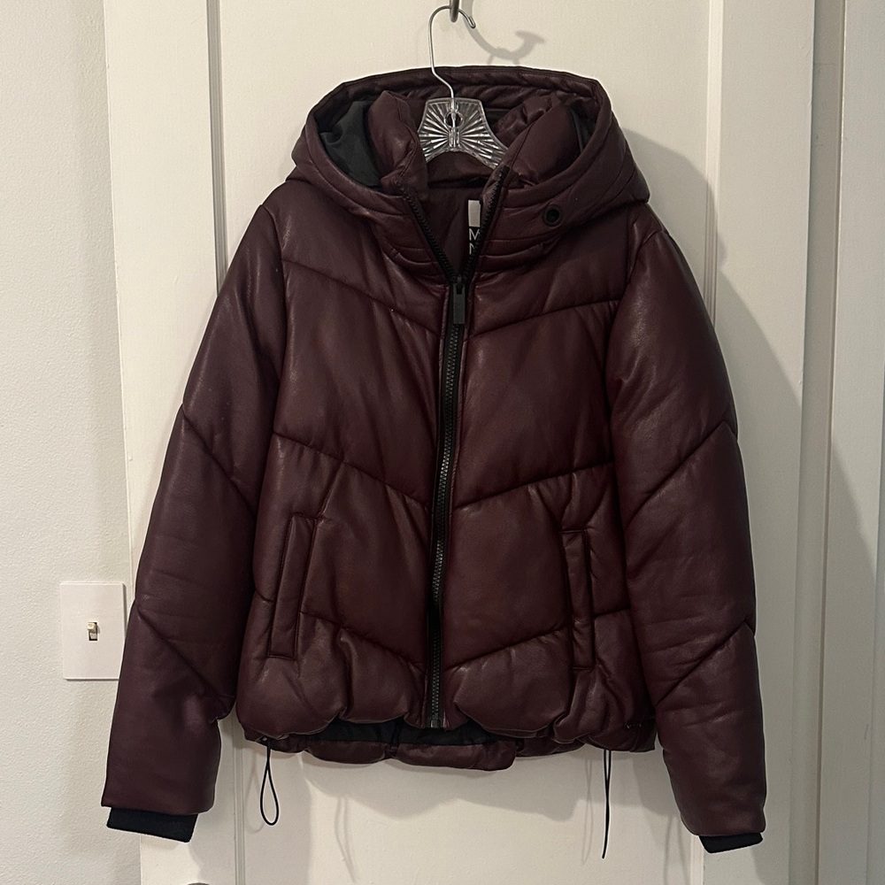 Marc New York Burgundy Puffer Jacket with Hood